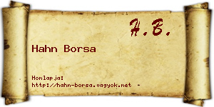 Hahn Borsa névjegykártya